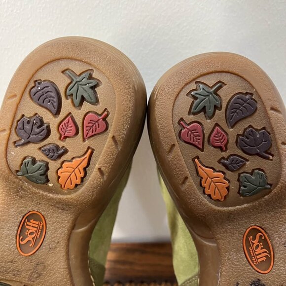 Size 9.5 Sofft Leather + Suede Two Tone Green Strap Closure Shoes - Picture 6 of 6